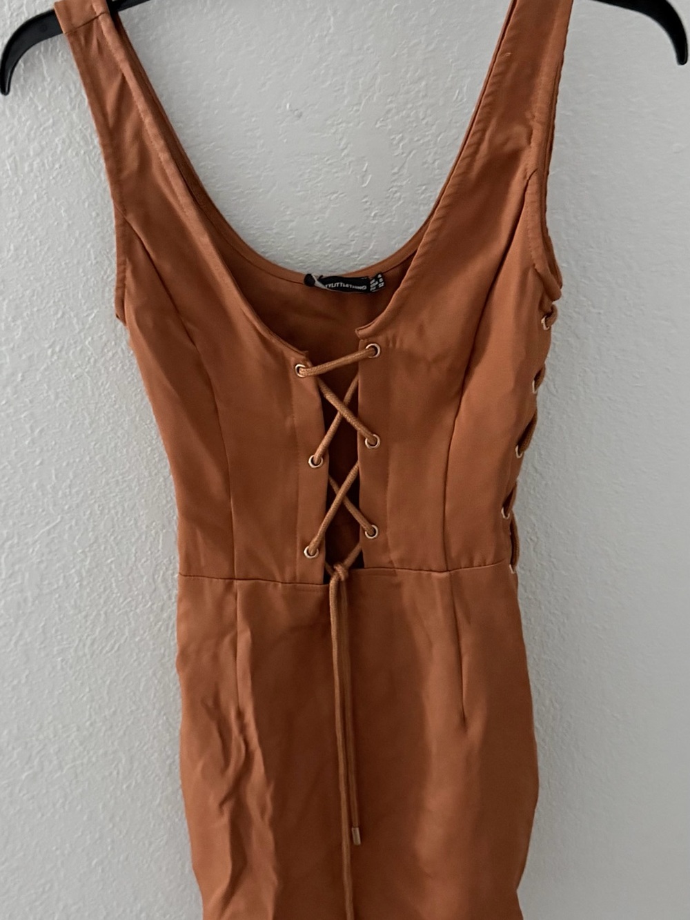 Rust Woven Lace Up Detail Strappy Bodycon Dress Size 0 (US)